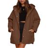 Damen Herbst und Winter einfarbig leichter Freizeitmantel lockere Rauten-Kapuzenjacke