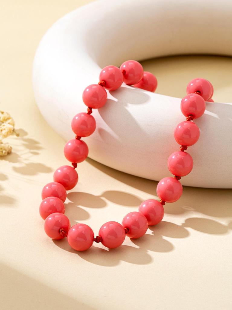 Chic flerfärgad rund akrylpärlcollier