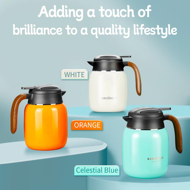 KAMJOVE Household Double-Layer Thermal Kettle Tea Set Suitable For Brewing Black Tea 316 Stainless Steel Liner Thermal Pot