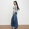 Retro Washed High Waist Straight Jeans Women's Niche Skinny Loose Floor Pants Trousers & Extended Denim Cotton