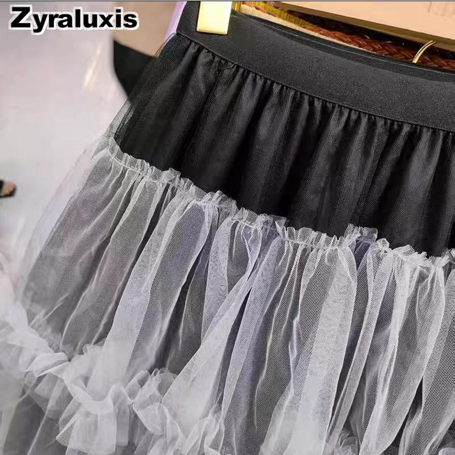 Neues Patchwork Colorblock Netzkleid für Mädchen, Fee Prinzessinnenkleid, Tüllkleid, INS Tanzperformance Halbkörper Kurzer Rock