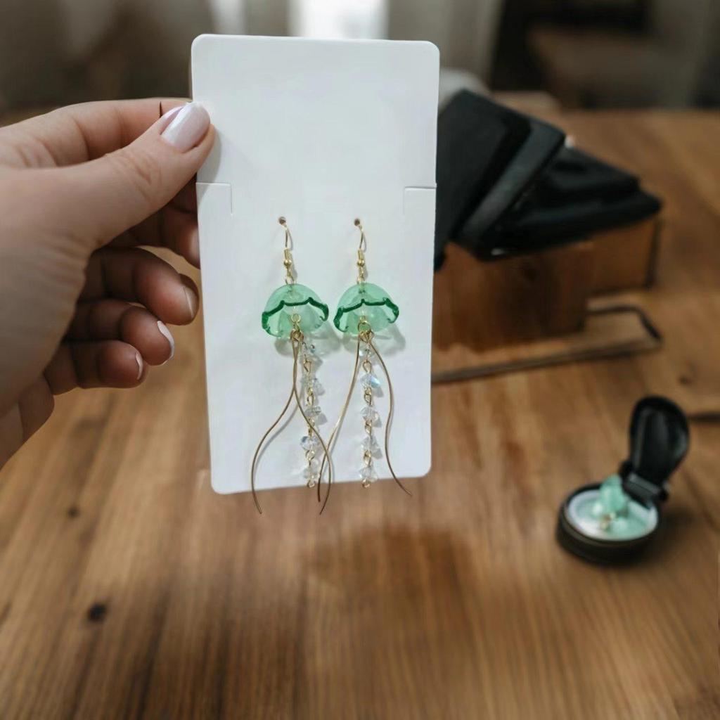 Ocean Series Dreamy Jellyfish Slimming Crystal Tassel Earrings for Girls