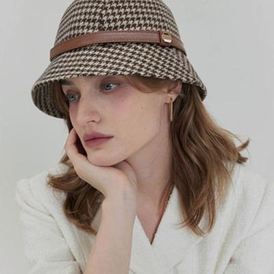 ACCLET Houndstooth Blend Belt Bucket Hat Brown H034BR