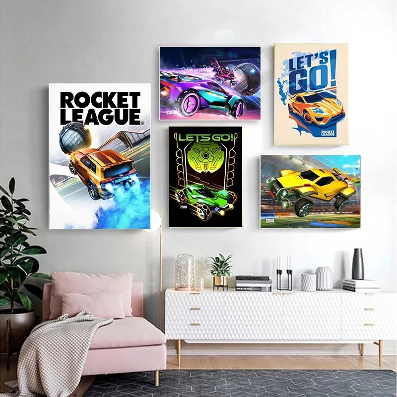 Rocket League Game Poster Neon Video Game Canvas Painting Wall Art Picture for Modern Boy Room Living Room Home Decor Cuadros