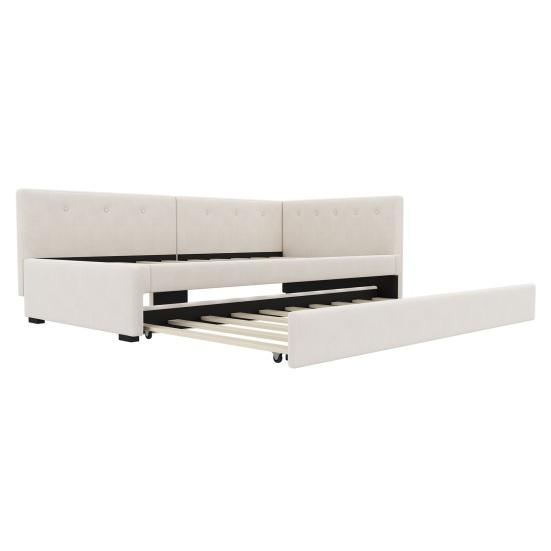 Daybed 90x200cm with Pull-out Bed Sofa Bed Single (No Mattress) Minimalist Styling Beige Gray Double Rollaway