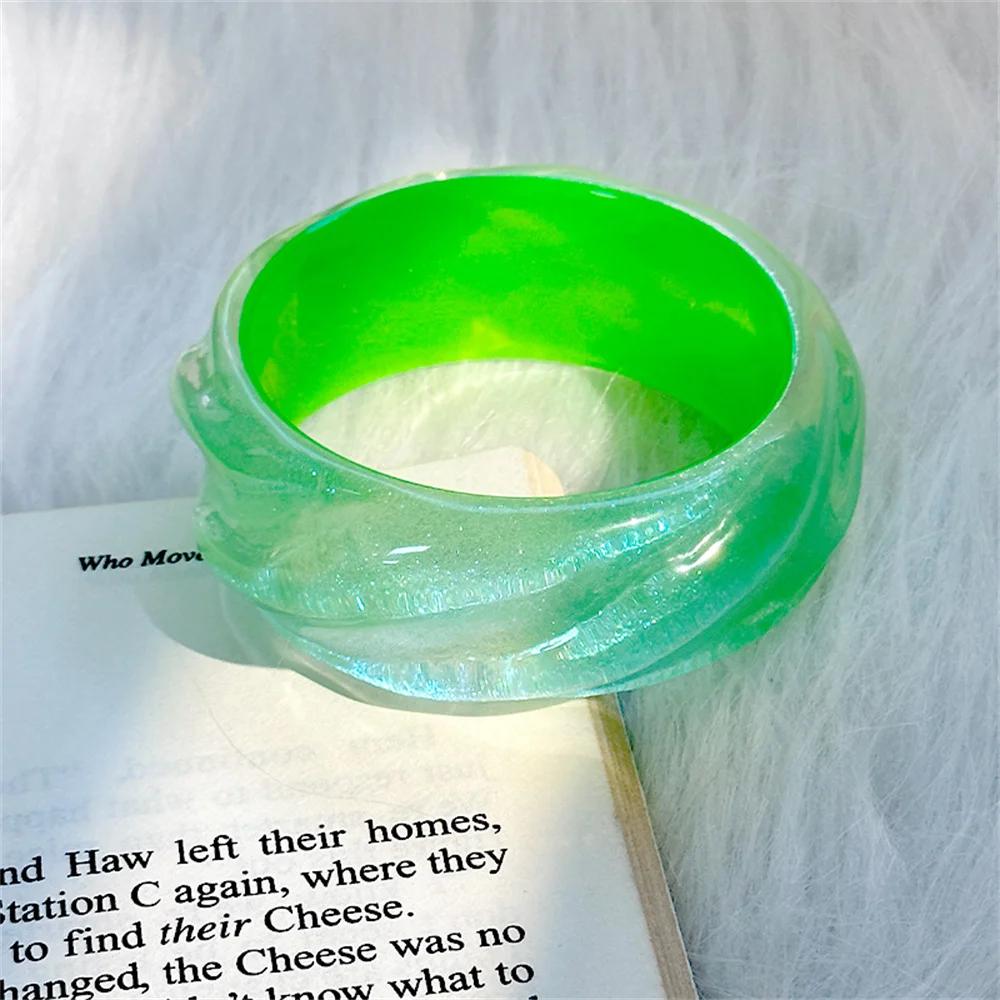 Fashion Lighting Candy Color Water Shine Round Spiral Jelly Good-looking Acrylic Bangle Bracelet Geometric Resin Trend Bracelet