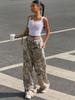 2025 Teen Fashion Camouflage Print Elastic Waist Wide-Leg Pants