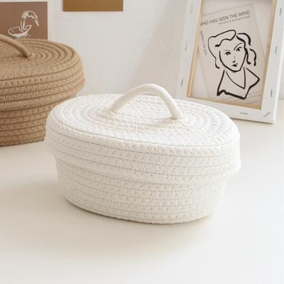 Cotton Rope Storage Box Woven Design Storage Bin Handmade Storage Basket  Needles Storage