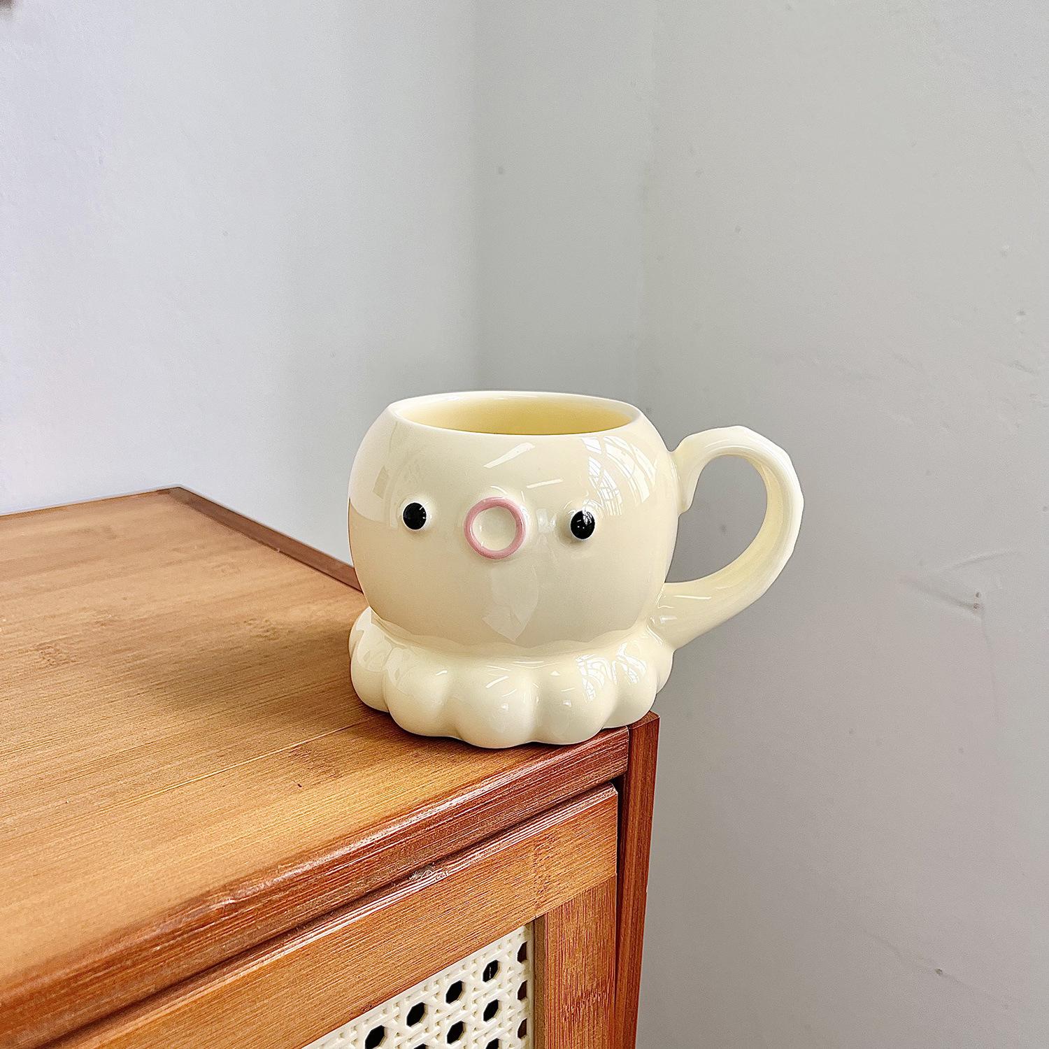 

Подарок на день рождения для девочек Кружка с крышкой и ложкой Милая керамическая чашка в виде осьминога Креативная чашка для воды Сувенир Маленький подарок 301-400ml