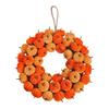 40CM Artificial Cloth Pumpkin Wreath Indoor Outdoor Front Door Wall Hanging Fake Pumpkin Garland Autumn Halloween Thanksgiving Day Harvest Festival