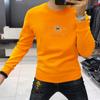 Stylish Rhinestone Men's Long Sleeve Round Neck Shirt - Comfortable, Versatile, Velvet-Thickened for Autumn and Winter.