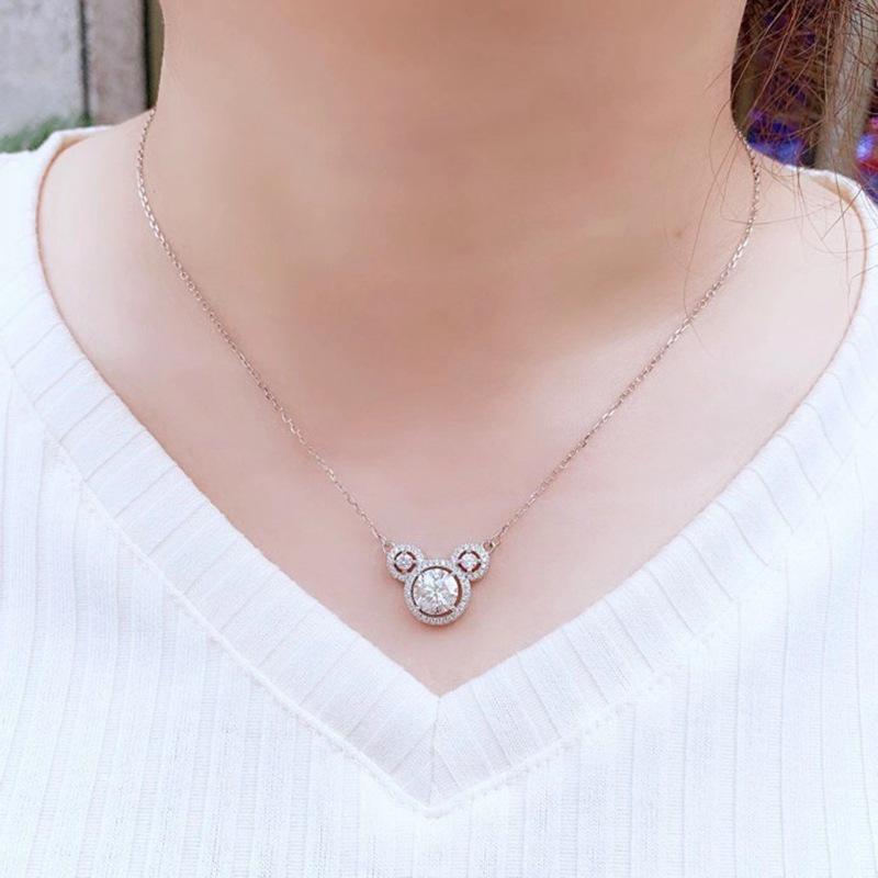 Korean Moissanite Mickey Necklace - Cute Valentine's Day Gift 