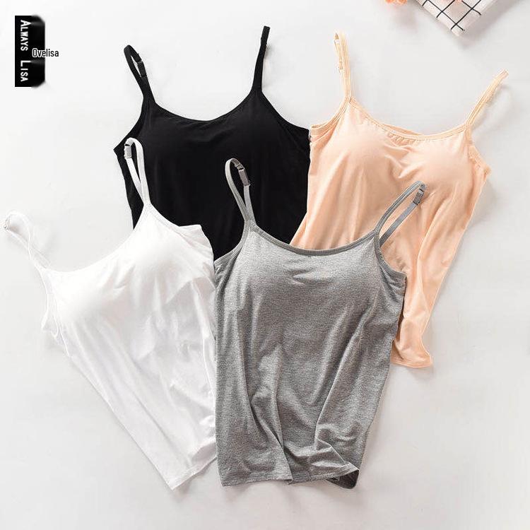 

Летний беспроводной спортивный и повседневный женский топ для йоги со встроенными чашечками L серый