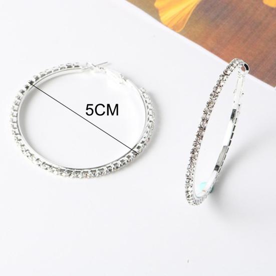 Elegant Big Circle Round Hoop Earrings Women Rhinestone Inlaid Wedding Jewelry