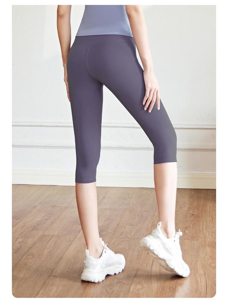 Juyitang 7-Punkt-Yoga-Hüftshorts für Damen mit hoher Taille – elastische Fitness-Strumpfhose