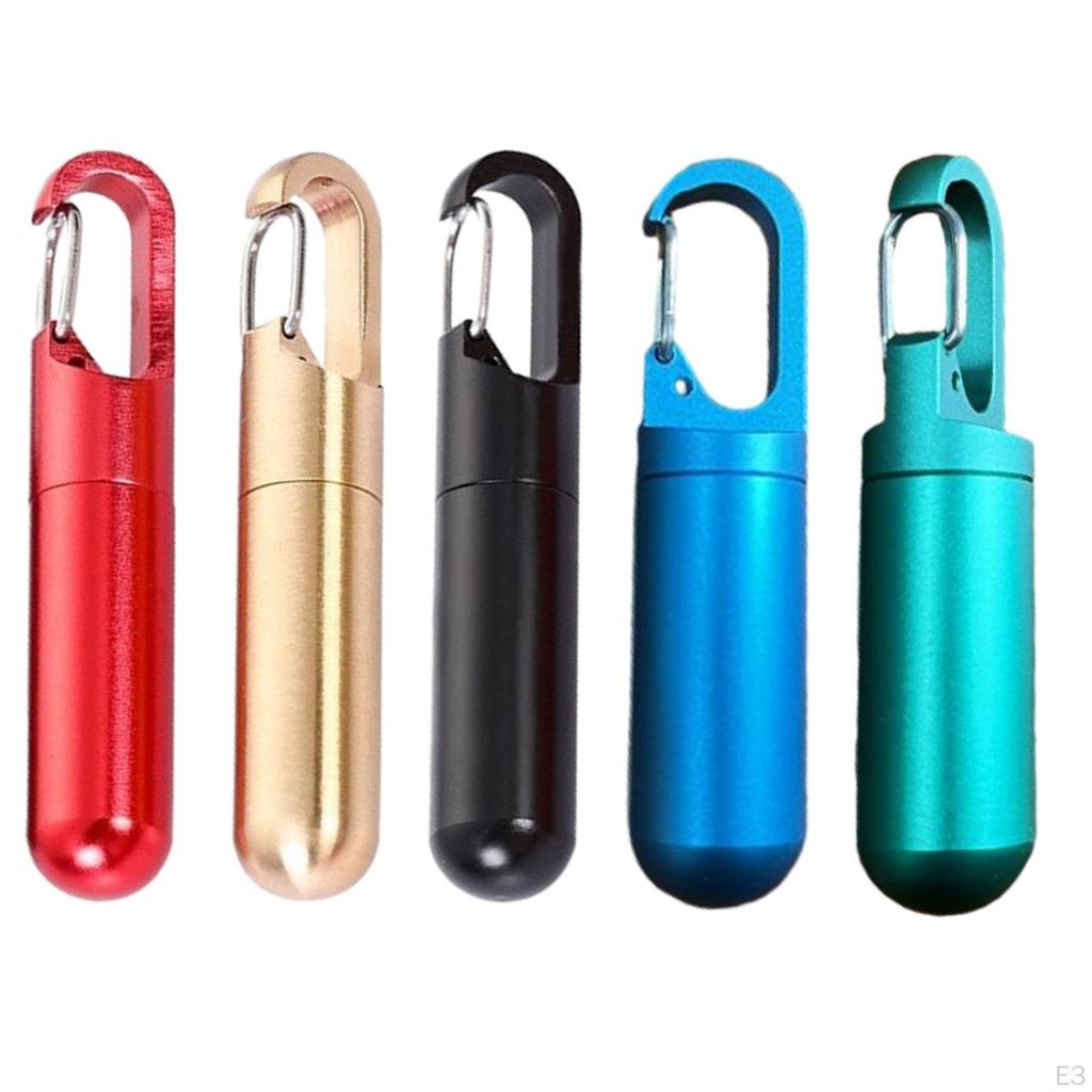 Keychain Pill Holder Metal Portable Case Container for Office Purse Outdoor