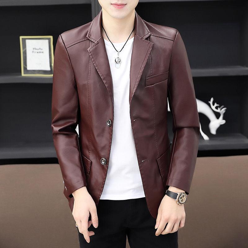 Ανδρικό Στενή Γραμμή Business Casual Δερμάτινο Μπουφάν PU - Μαύρο, Έκδοση Άνοιξη/Φθινόπωρο