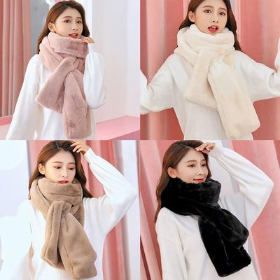 Thicken Warm Shawl Scarves Soft Plush Neck Protector Fashion Faux Fur Scarf for Winter
