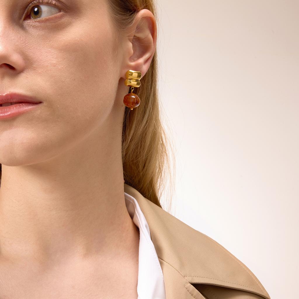 Youthway Vintage Resin Drop Earrings For Women Minimalist  Gold Plated Stainless Steel Earrings Simple Fashion Jewelry Gift