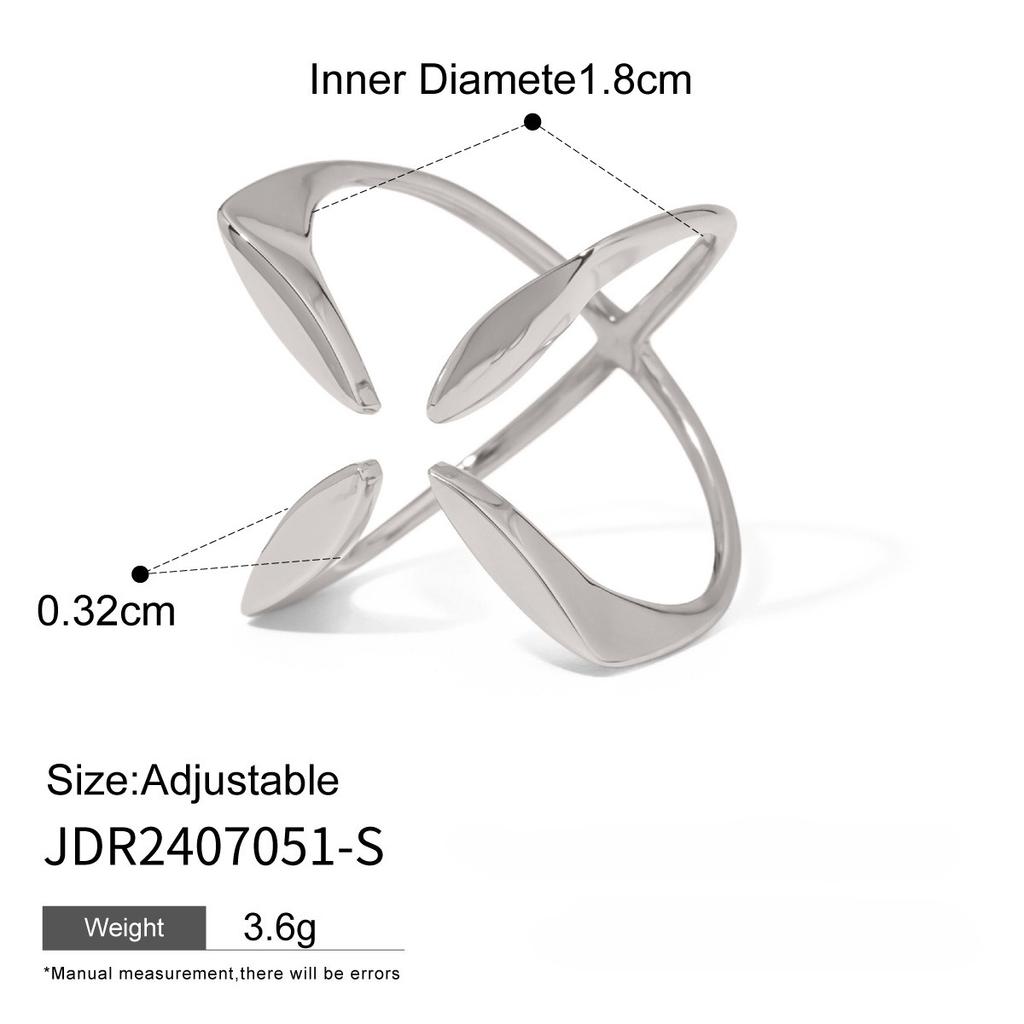 Unique Cross Clover Rings for Women Punk Silver Color Adjustable Cross Flower Ring Geometric Handmade Jewelry Gift
