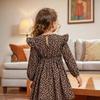 Rochie simplă cu mâneci lungi cu imprimeu leopard pentru fete Rochie dulce pentru copii