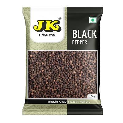 JK Black Pepper Whole – Quality Black Peppercorns, Natural Spice for Cooking, Aromatic & Fresh, 100g | Kali Mirch | Gol Mirch Whole (100g Pack of 1)