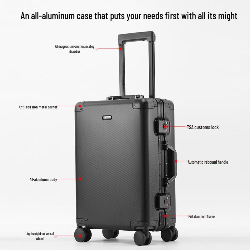 PACKAGE FASHION All Aluminum-Magnesium Alloy Travel Luggage for Women