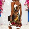 Women Plus Size Halter Criss Cross Cutout Sleeveless Horse Floral Printed Fitted Curved Hem Dress