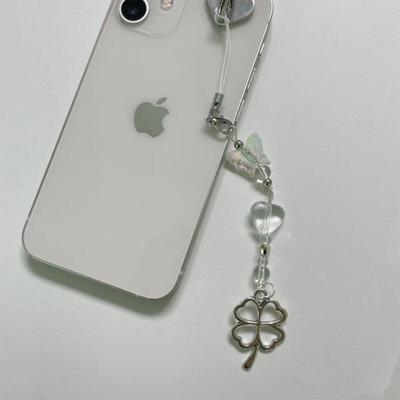 Four-leaf Clover Beaded Cell Phone Lucky Keychain Clover Phone Strap