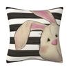 Easter Black and White Rabbit Pillowcase Spring Decorative Letter Pillow Sofa Cushion Cover