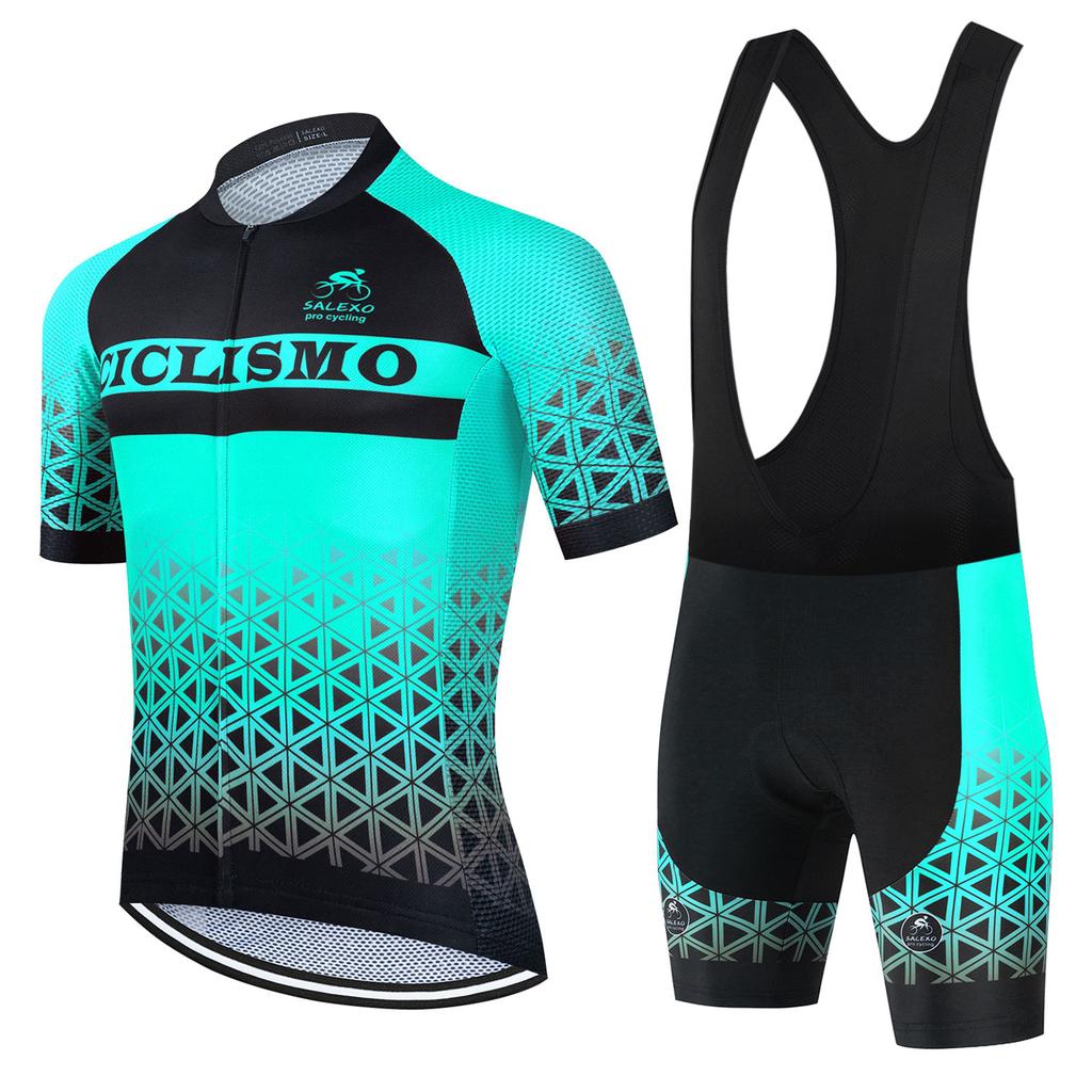 Salexo 2025 Cycling Clothes Summer Men Cycling Jersey Set Triathlon Riding Bike MTB Bib Pants Suit Short Sleeve Cycling Clothing