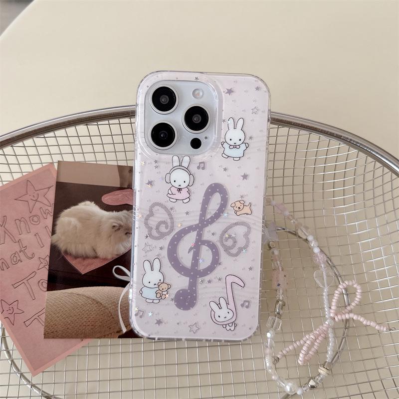 Creative Musical Note Rabbit Bowknot Phone Case for iPhone 17/16 Pro Max
