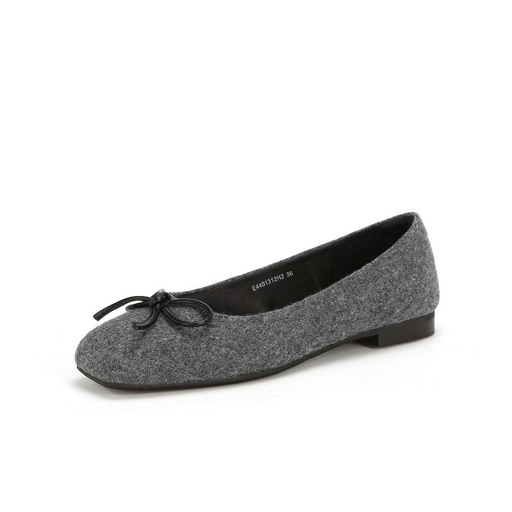 

Sheepskin version Su Yinyin square head leather flat bow ballet single shoes women s shoes shoes 40