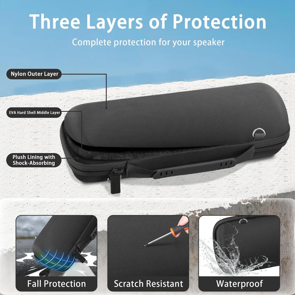 (Case Only) JBL Flip 7/Flip 6 Bluetooth Speaker Storage Case, Black - co2CREA