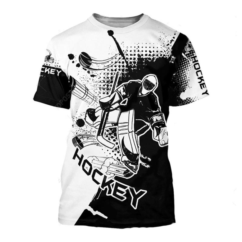 Camiseta Deportiva de Hockey con Estampado 3D Nueva de Verano Camisetas Gráficas para Hombres Amantes del Hockey y el Fitness Mangas Cortas Moda Camisetas