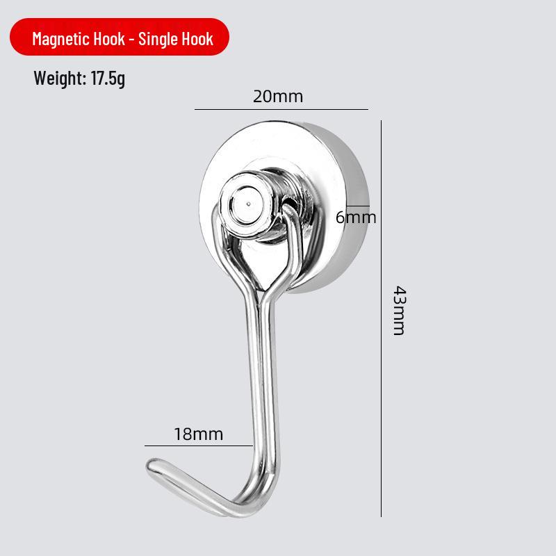 Rotating No-Drill Metal Magnetic Bathroom Door Hook