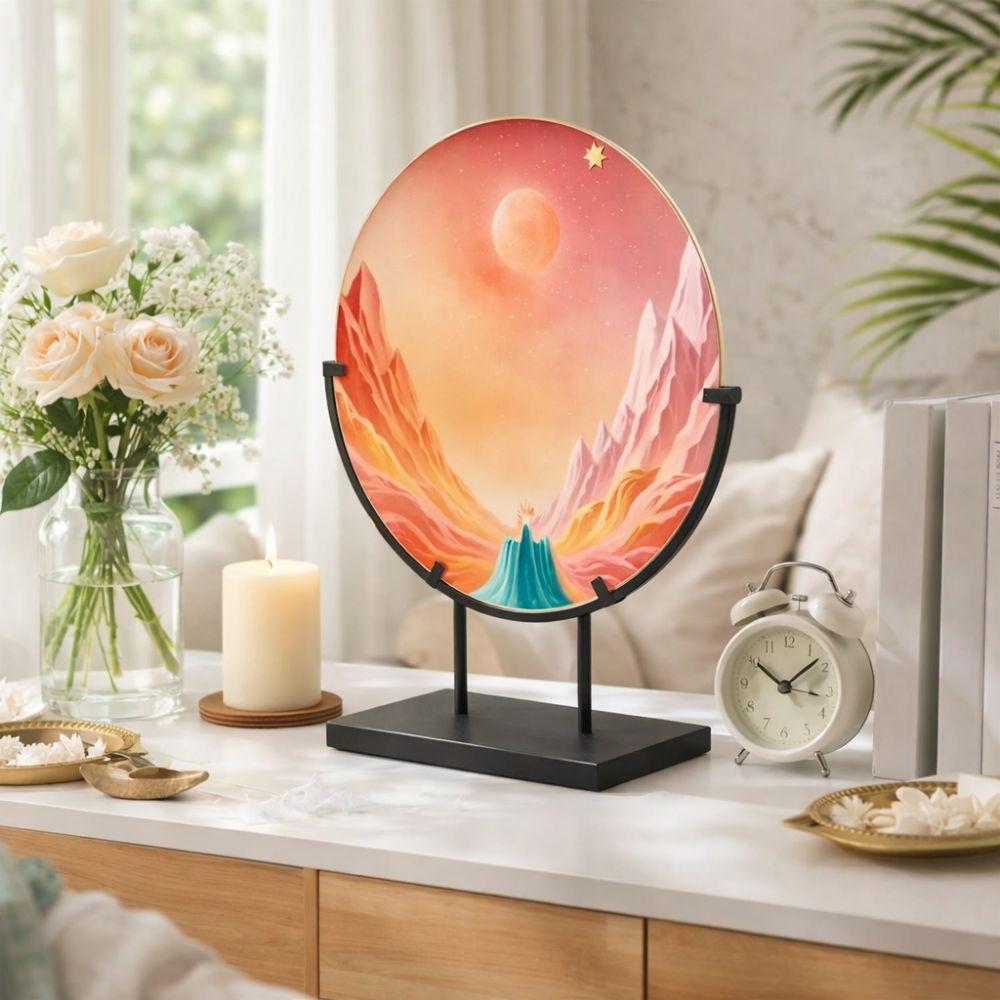 Iron Metal Easel Stands Fused Glass Art Wear-resistant Decorative Plate Holder Collection with Base Platter Photo Stands