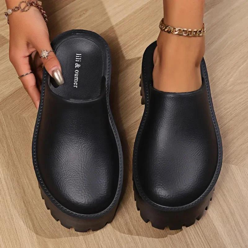 Moda Estiva Casual Tinta Unita Baotou Sandali da Donna Sexy Rialzanti Fondo Basso Ciabatte Rialzanti