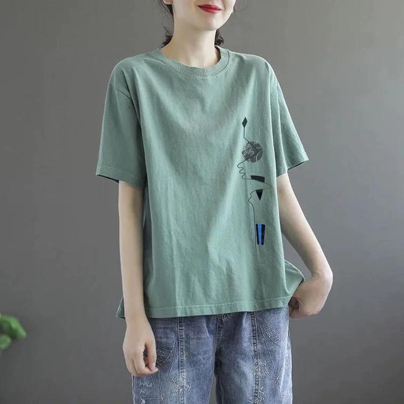 Short Sleeved T-shirt Women's Summer Solid Color Top 2025 Loose Plus Size Women's Half Sleeved