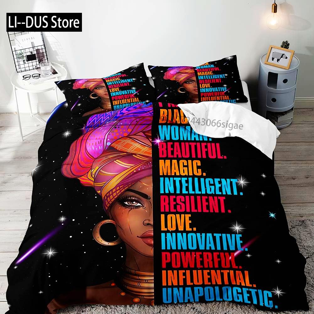 

3PCS Sexy Girls Bedding Set, Duvet Cover King Size, Black Girl Comforter Quilt Cover,Inspirational Gifts for Women 2 Pillowcases 135x200cm