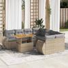 Vidaxl 9-Cz. Garden Furniture Set With Cushions, Beige, Poly Rattan