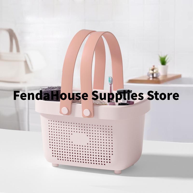 Plastic Storage Basket With Handle Portable Shower Caddy Tote Organizer Basket Bin For Bathroom Kitchen Dorm Room Bedroom, Green
