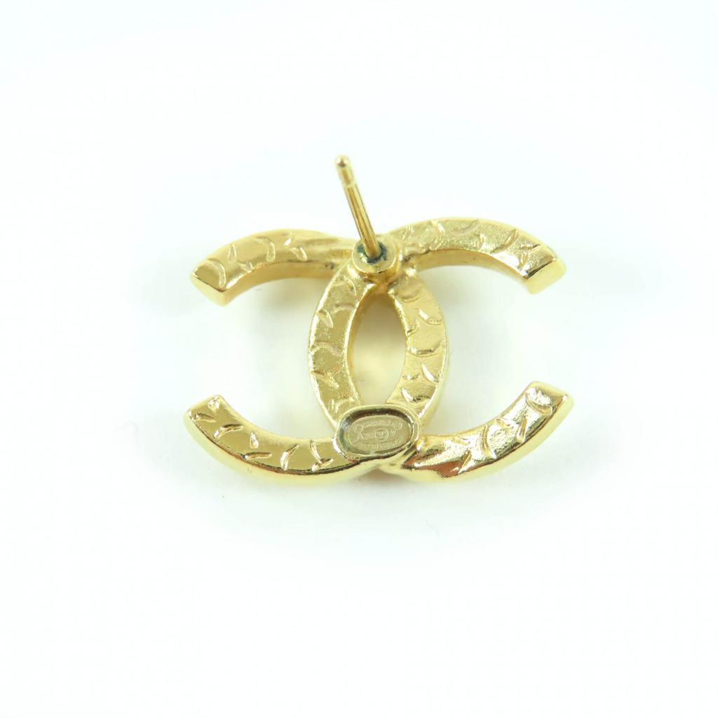 Great CHANEL Pierce COCO Mark rhinestone gold Women A24V Used