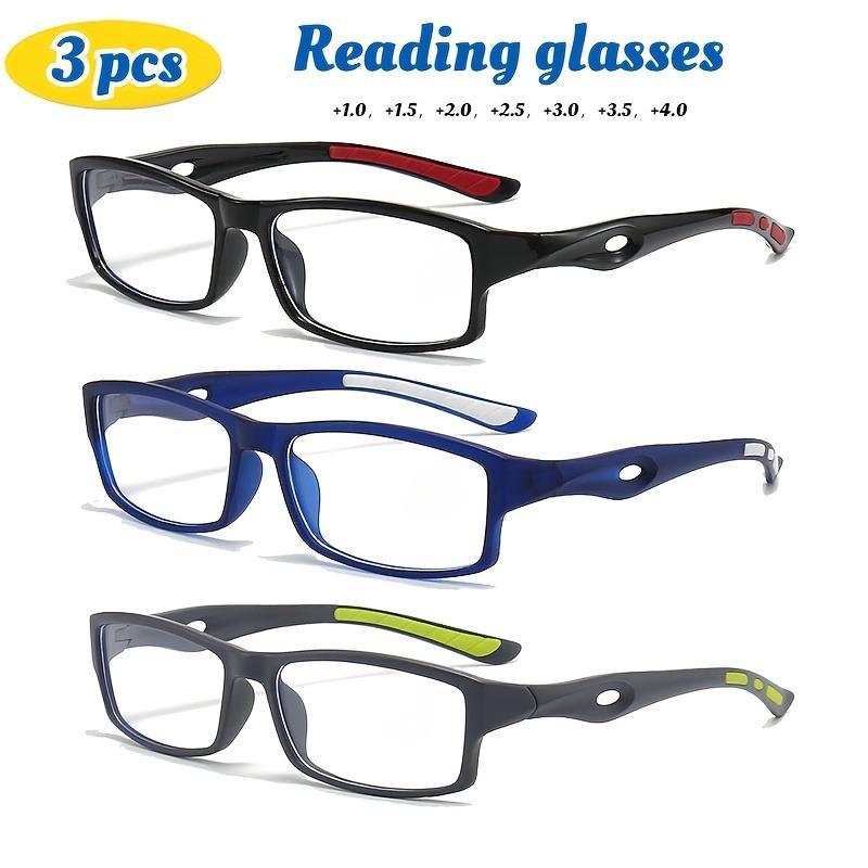 3 PCS Ultra Lightweight Reading Glasses Suitable for Both Men and Women with A Stylish Full Frame Rectangular Design+1.0 To+4.0.