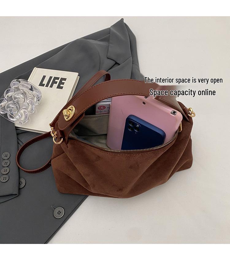 Versatile Suede Pillow Bag - Autumn/Winter 2025 Large Capacity Women's Tote & Crossbody Handbag