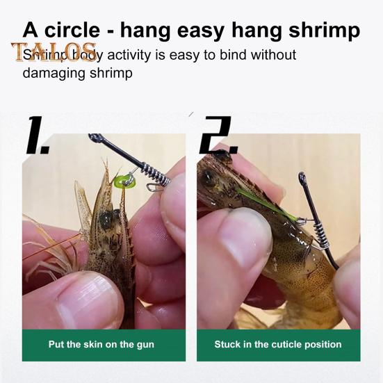10Pcs Live Shrimp Fixing Hook Heavy Duty Carbon Steel Barbed Fishhook with Hole Freshwater Saltwater Fishing Hook Fishing Accessories