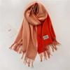 Autumn and winter new solid color cashmere scarf women's high-end sense thickened warm double-sided two-color fringed shawl scarf