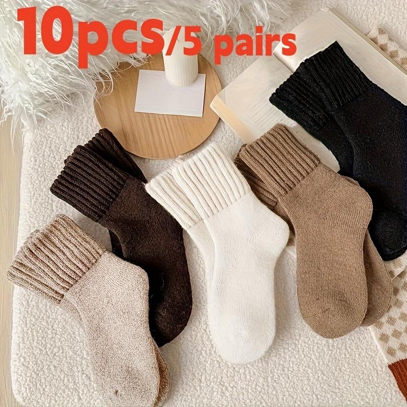 high quality10pcs Winter Solid Thickened Women's Socks, Comfortable Warm High-Top Bubble Socks, Women's Plush Casual Snow Socks, Women's Winter