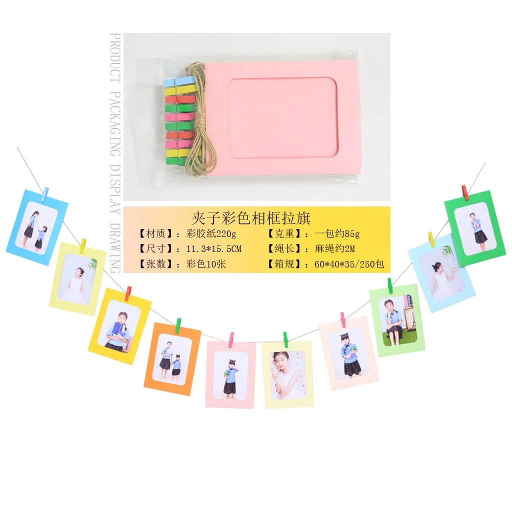 Colorful Clip Photo Frame Banner Creative Ins Hot Girl's Bedroom Decorative Photo Banner Children's Room Wall Garlands Decor