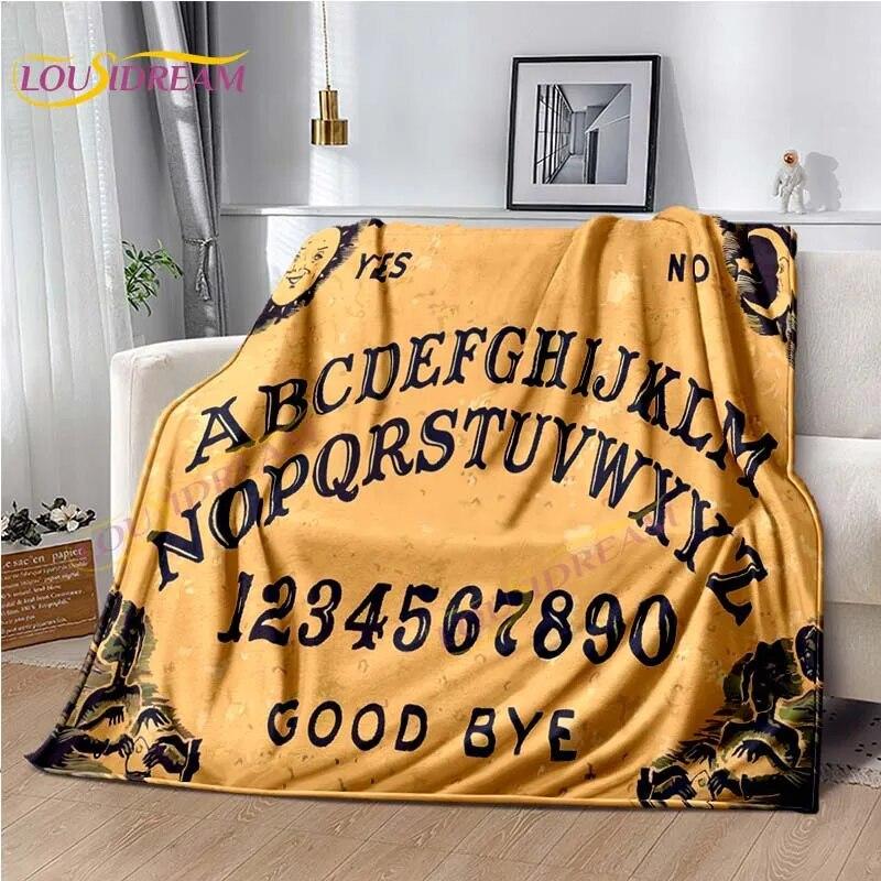 Magic Ouija Board Alphabet Blanket Witchcraft Pentagon Blanket for Bedroom Living Room Sofa Gothic Ouija Hand Flannel Blanket